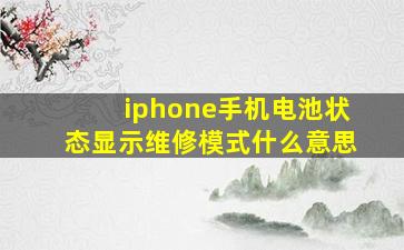 iphone手机电池状态显示维修模式什么意思