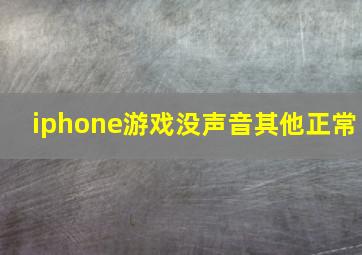 iphone游戏没声音其他正常