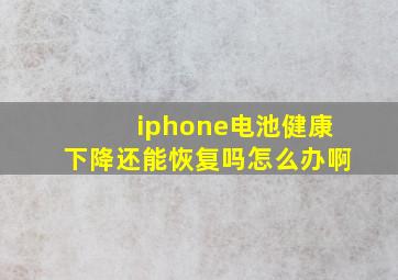 iphone电池健康下降还能恢复吗怎么办啊