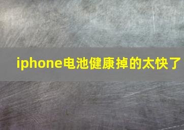 iphone电池健康掉的太快了