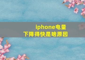 iphone电量下降得快是啥原因