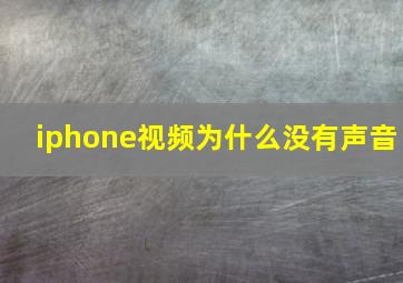 iphone视频为什么没有声音