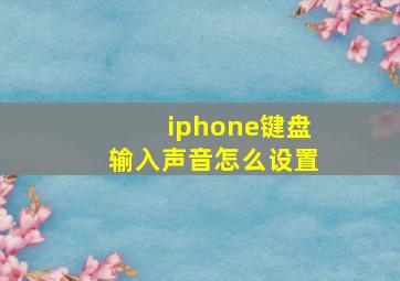 iphone键盘输入声音怎么设置