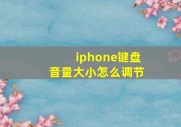 iphone键盘音量大小怎么调节