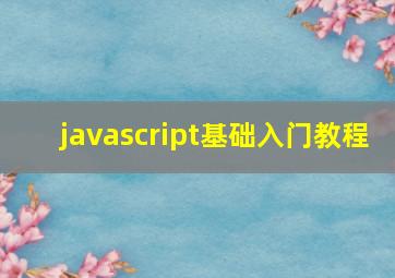 javascript基础入门教程