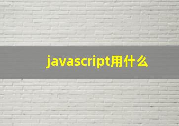 javascript用什么