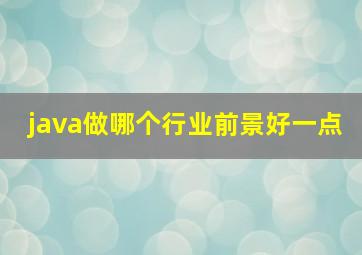 java做哪个行业前景好一点