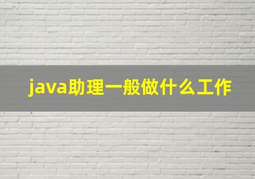 java助理一般做什么工作