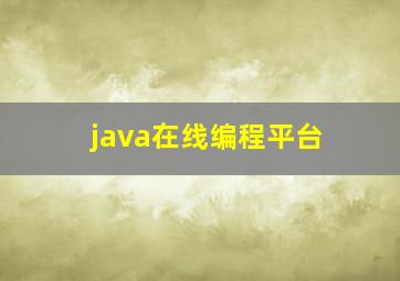 java在线编程平台