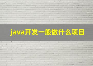 java开发一般做什么项目