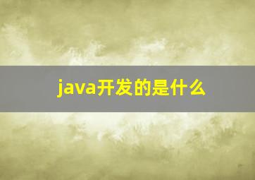 java开发的是什么