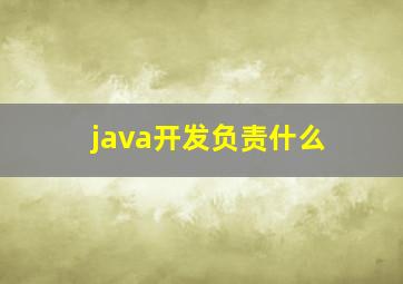 java开发负责什么