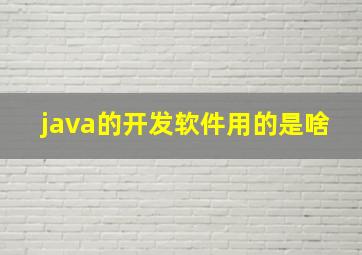 java的开发软件用的是啥