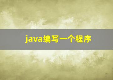 java编写一个程序