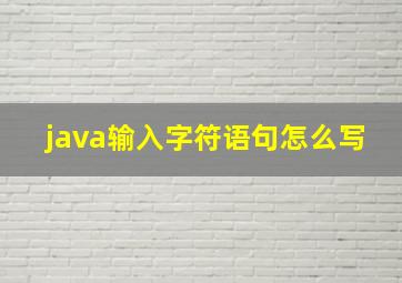 java输入字符语句怎么写