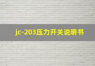 jc-203压力开关说明书