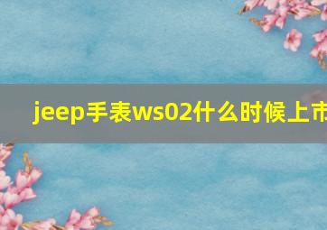 jeep手表ws02什么时候上市