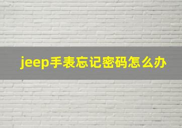 jeep手表忘记密码怎么办