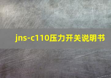 jns-c110压力开关说明书