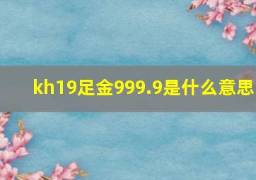 kh19足金999.9是什么意思