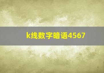 k线数字暗语4567