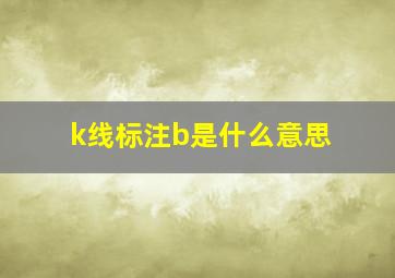 k线标注b是什么意思