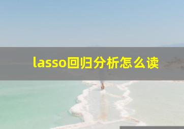 lasso回归分析怎么读