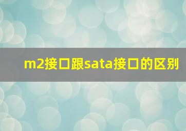 m2接口跟sata接口的区别