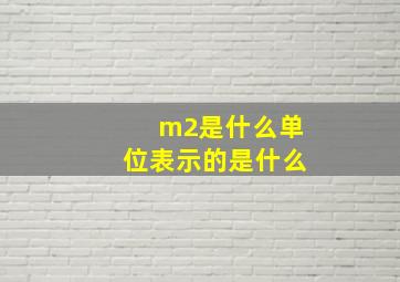 m2是什么单位表示的是什么