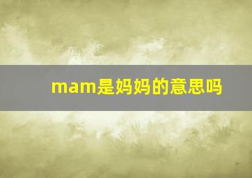 mam是妈妈的意思吗