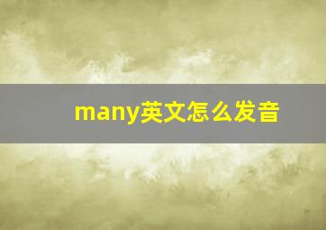 many英文怎么发音