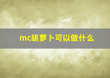 mc胡萝卜可以做什么