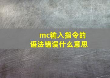 mc输入指令的语法错误什么意思