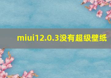 miui12.0.3没有超级壁纸