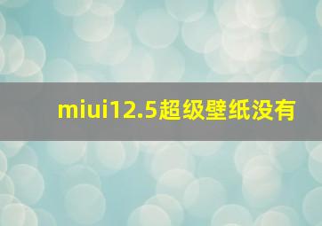 miui12.5超级壁纸没有