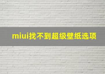 miui找不到超级壁纸选项