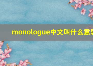 monologue中文叫什么意思