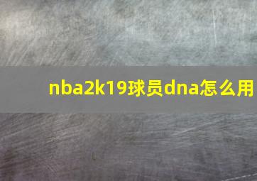 nba2k19球员dna怎么用