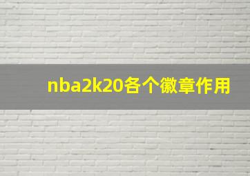 nba2k20各个徽章作用