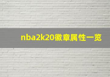 nba2k20徽章属性一览