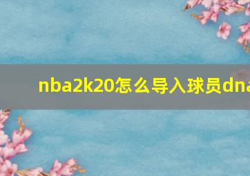 nba2k20怎么导入球员dna