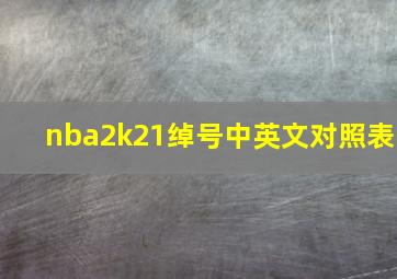 nba2k21绰号中英文对照表