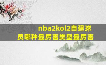 nba2kol2自建球员哪种最厉害类型最厉害