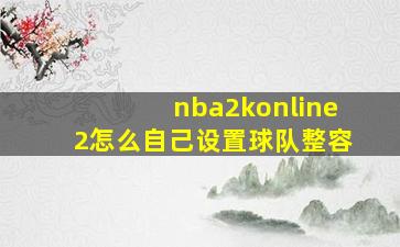 nba2konline2怎么自己设置球队整容