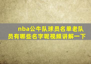 nba公牛队球员名单老队员有哪些名字呢视频讲解一下