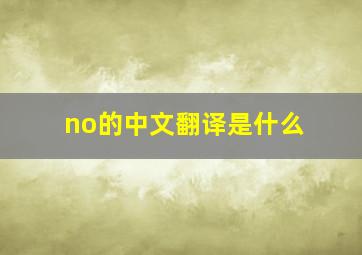 no的中文翻译是什么