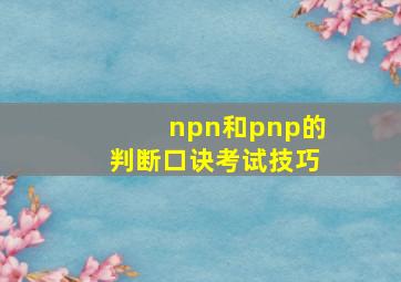 npn和pnp的判断口诀考试技巧