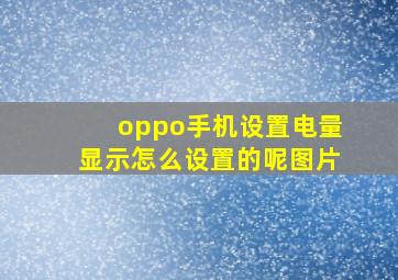 oppo手机设置电量显示怎么设置的呢图片