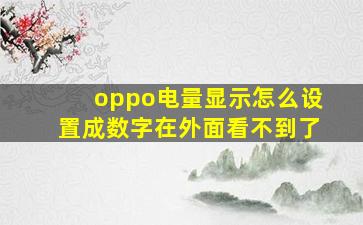 oppo电量显示怎么设置成数字在外面看不到了