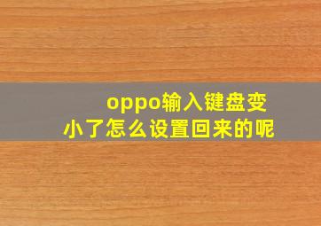 oppo输入键盘变小了怎么设置回来的呢